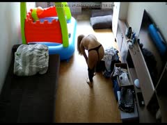 Kinky spouses are caught masturbating and changing clothes on a hidden camera.